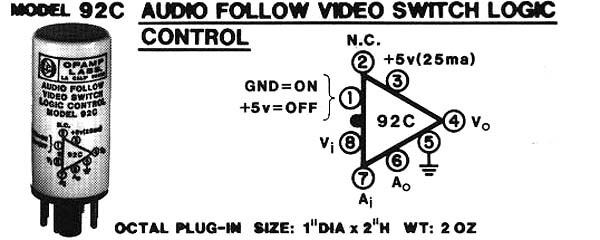 Model 92C +5V Audio Follow Video Switch Logic Control